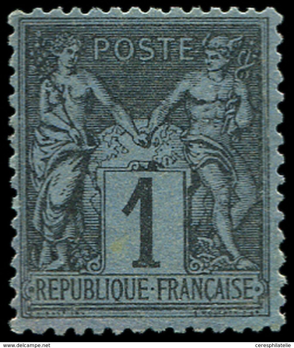 * TYPE SAGE - 84    1c. Noir Sur BLEU DE PRUSSE, Restauré Mais Jolie Nuance. C - 1876-1878 Sage (Type I)