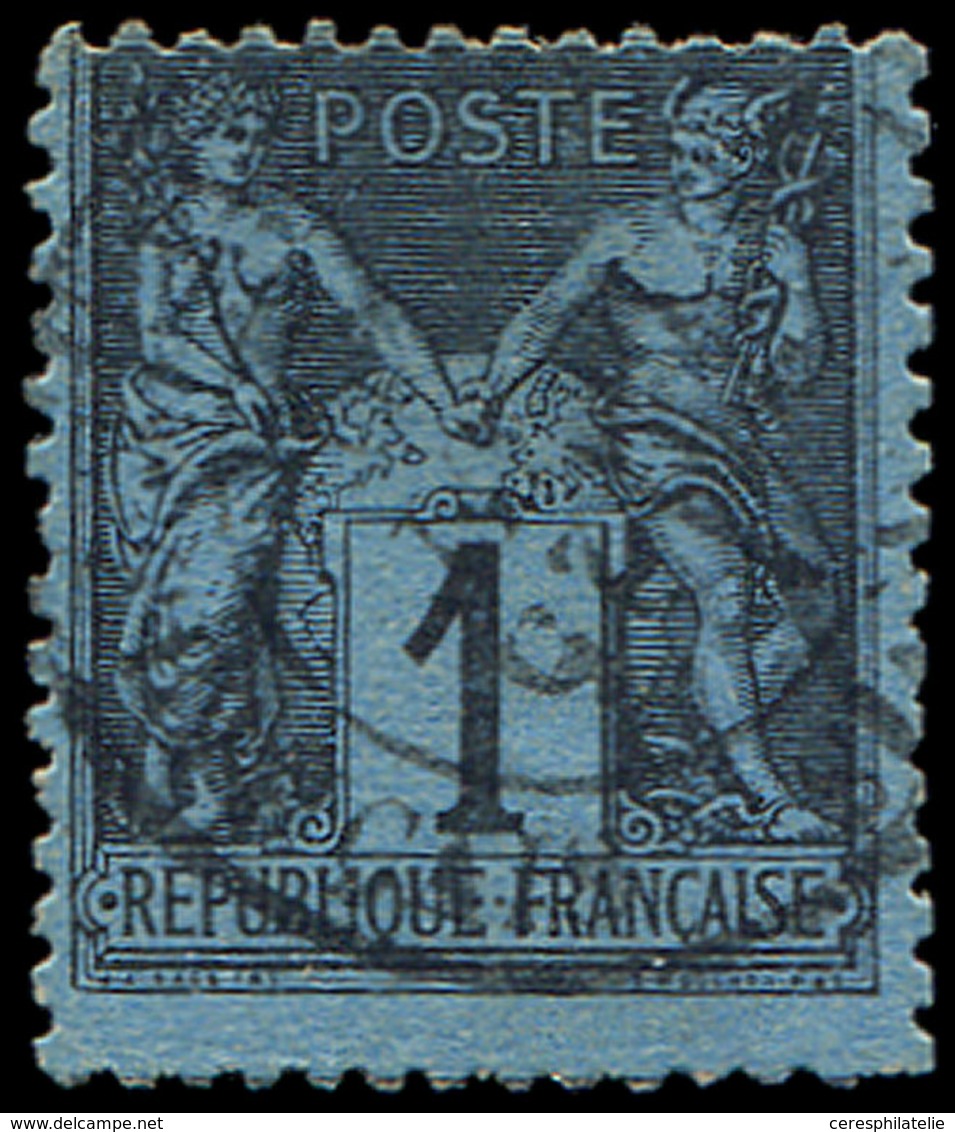 TYPE SAGE - 84    1c. Noir Sur Bleu De PRUSSE, Obl., Inf. Faiblesse Dans Le Papier Mais Superbe Nuance Vive, Très Plaisa - 1876-1878 Sage (Type I)