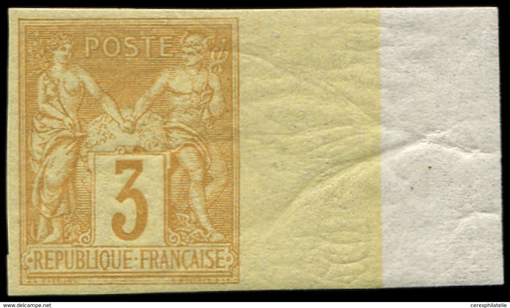 ** TYPE SAGE - 86a   3c. Bistre-jaune, NON DENTELE, Grand Bdf, Superbe. Br - 1876-1878 Sage (Tipo I)