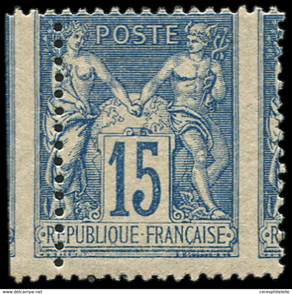 ** TYPE SAGE - 101  15c. Bleu, PIQUAGE à CHEVAL, TB - 1876-1878 Sage (Type I)