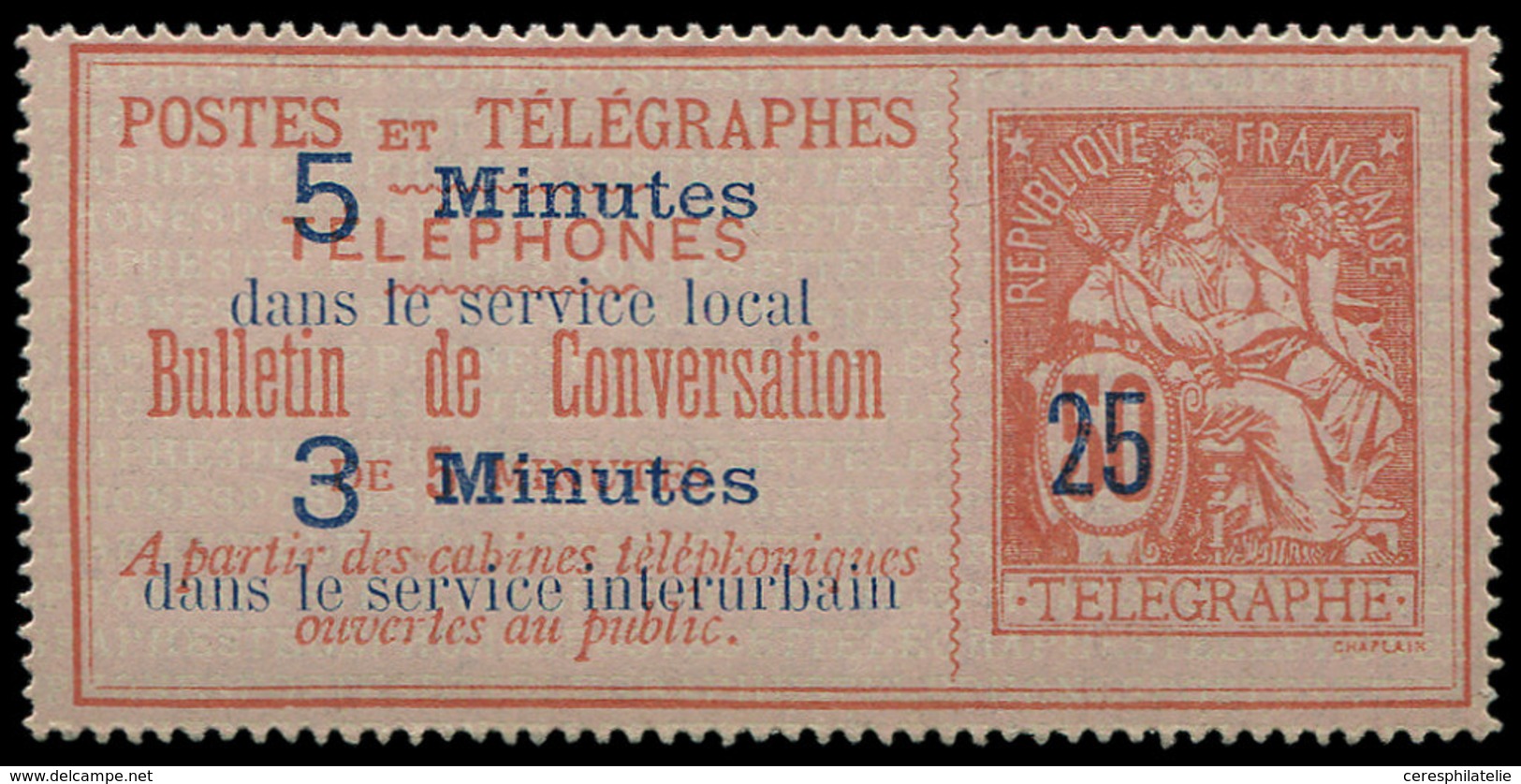 (*) TELEPHONE - Téléphone 14 : 25 S. 50c. Rouge Sur Rose, TB - Telegraph And Telephone