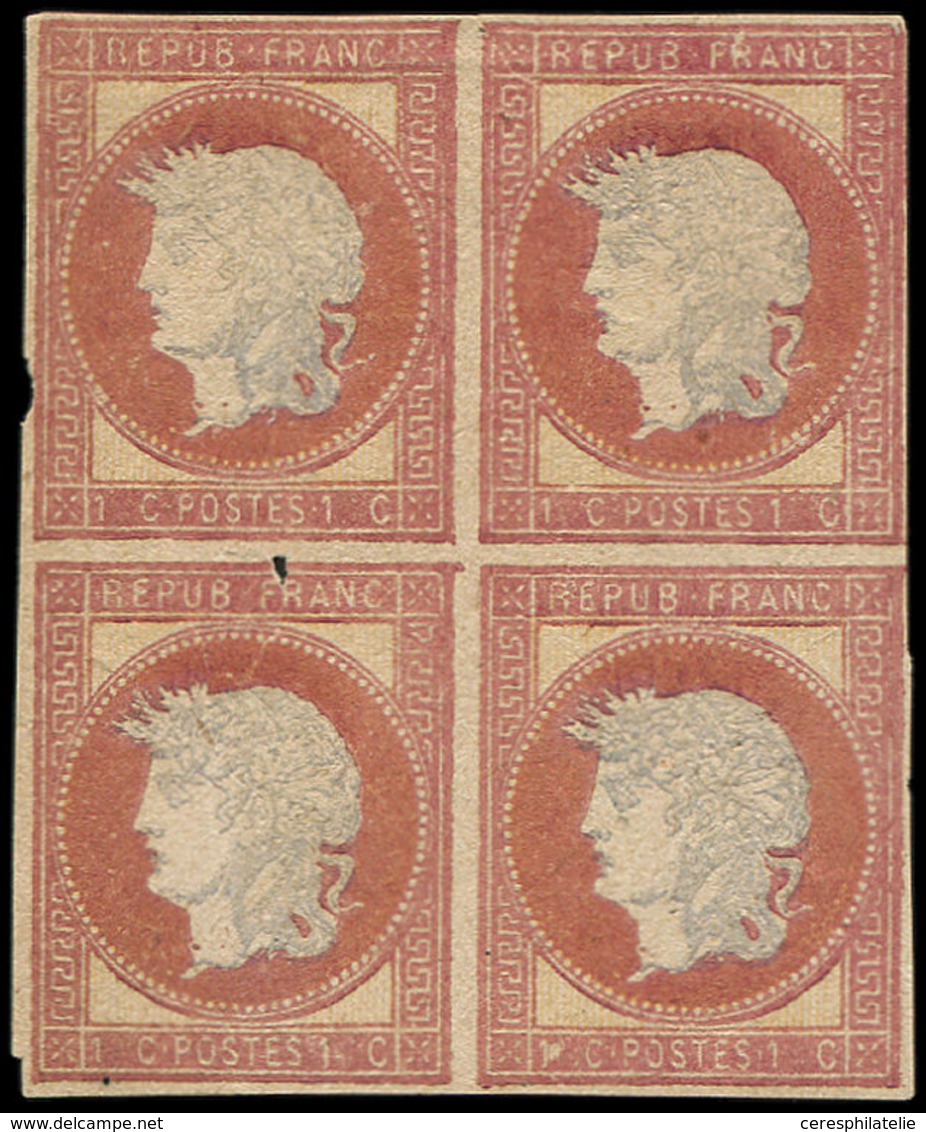 (*) ESSAIS -  1876 : Projet Gaiffe, 1c. Rose Et Gris, BLOC De 4 Défx, B/TB - Altri & Non Classificati