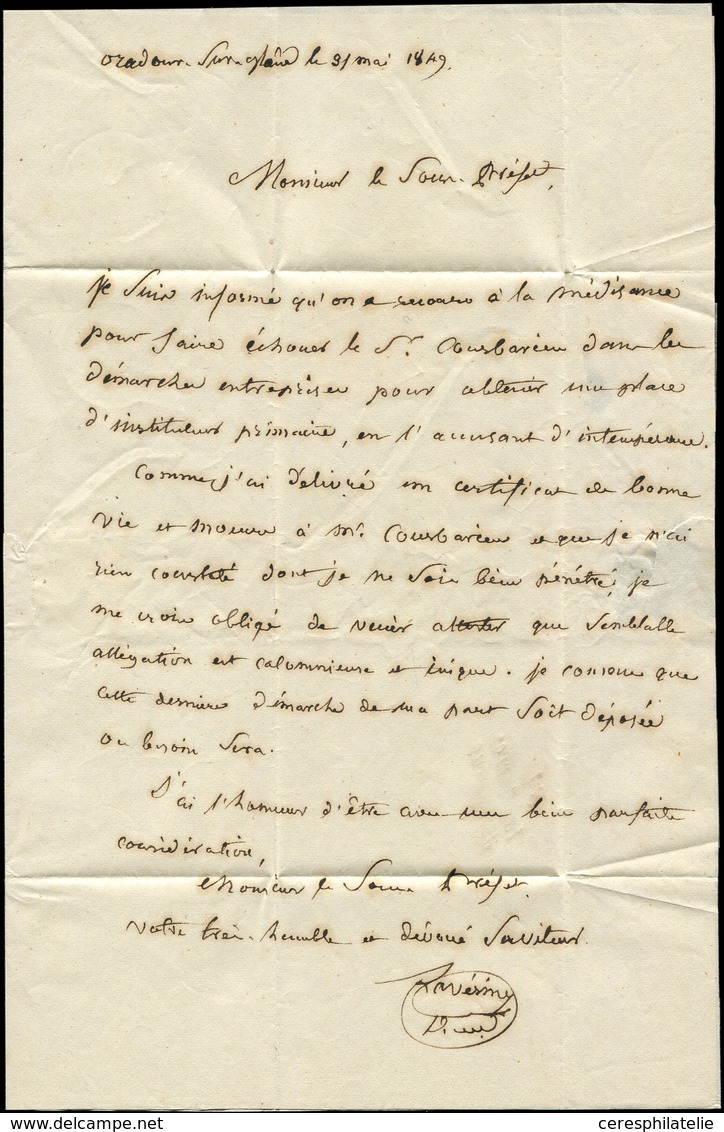 Let OBLITERATIONS PAR DEPARTEMENTS - 81/HAUTE VIENNE N°3 Petit Bdf Obl. GRILLE Légère Sur LAC D'Oradour Sur Glane Du 31/ - 1849-1876: Période Classique