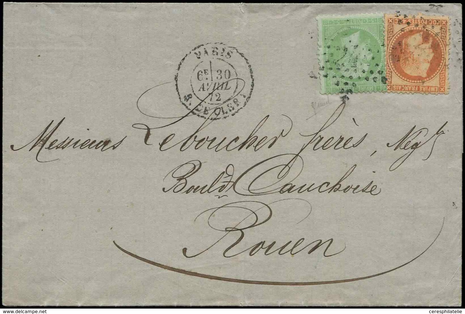 Let AFFRANCHISSEMENTS ET COMBINAISONS - N°31 Et 35 Obl. Etoile 24 S. LSC, Càd R. De Cléry 30/4/72, TB - 1849-1876: Période Classique