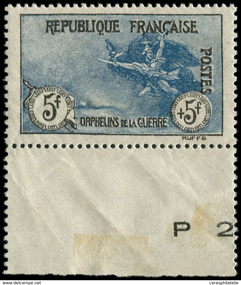 ** EMISSIONS DU XXème SIECLE - 155   1ère Série Orphelins,  5f. + 5f. Noir Et Bleu, Bdf, Pli, Aspect TB. C - Neufs