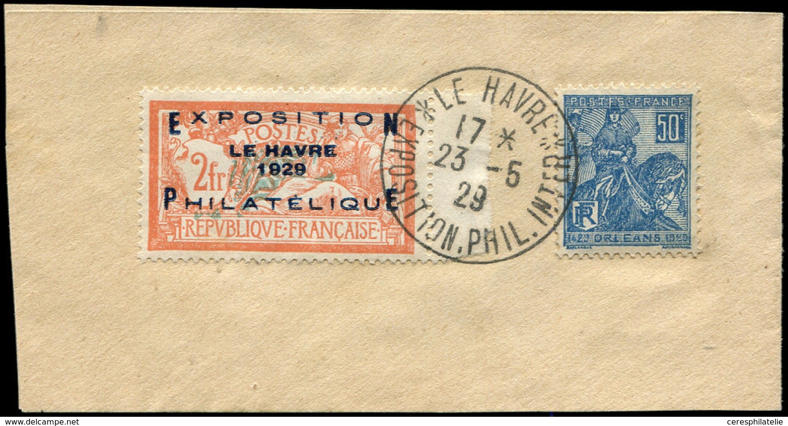 EMISSIONS DU XXème SIECLE - 257A  Expo Le Havre, 2f. Orange Et Vert-bleu, Obl. S. Fragt Avec N°257, TB - Neufs