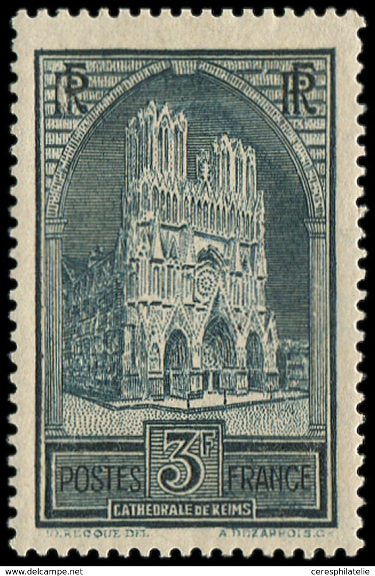 ** EMISSIONS DU XXème SIECLE - 259a  Cathédrale De Reims, 3f. Ardoise, T II, TB - Neufs