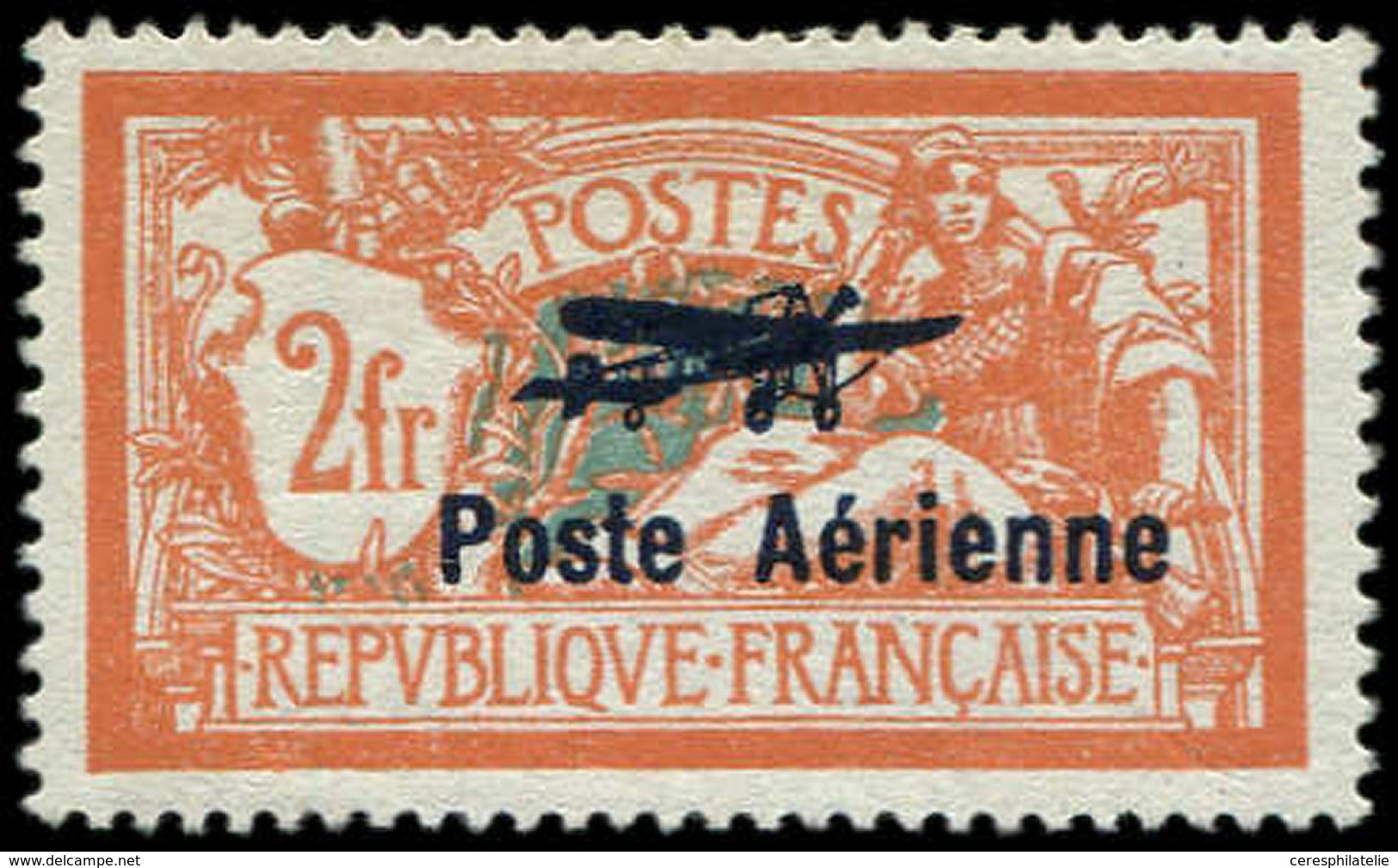 * POSTE AERIENNE - 1   2f. Orange Et Vert, Hauban De Droite Brisé, TB - 1927-1959 Neufs