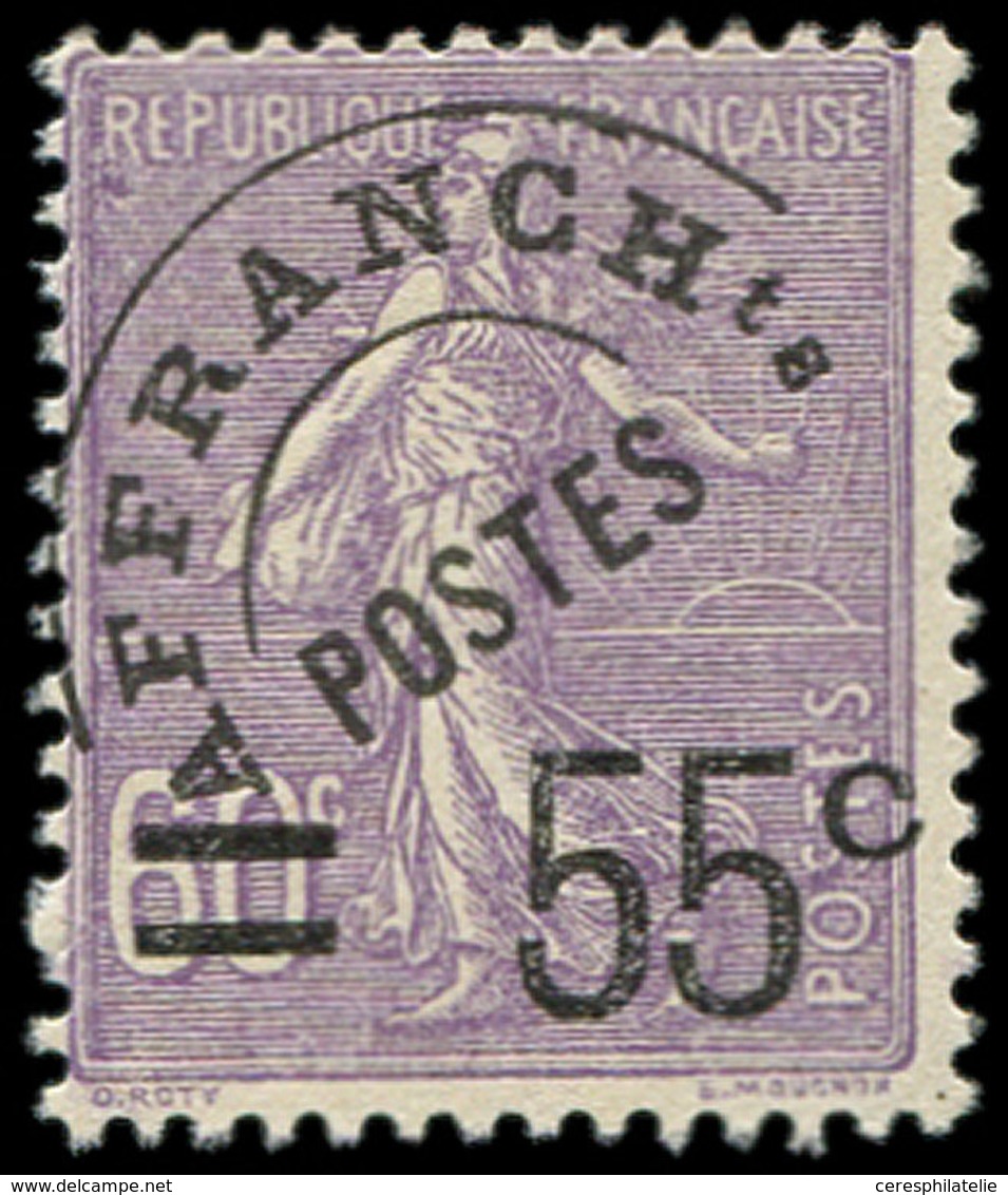 ** PREOBLITERES - 47  Semeuse Lignée, 55c. S. 60c. Violet, TB - 1893-1947