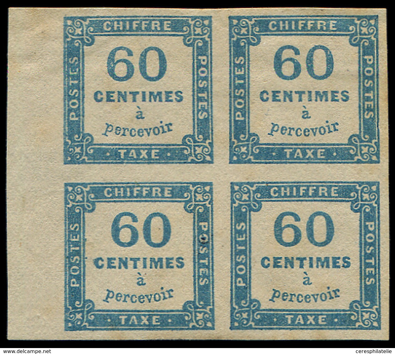 * TAXE - 9   60c. Bleu, BLOC De 4 Bdf, TB - 1859-1959 Lettres & Documents