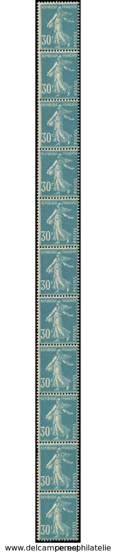 ** ROULETTES - 18  Semeuse Camée, 30c. Bleu, T IIC, BANDE De 11, TB - Roulettes