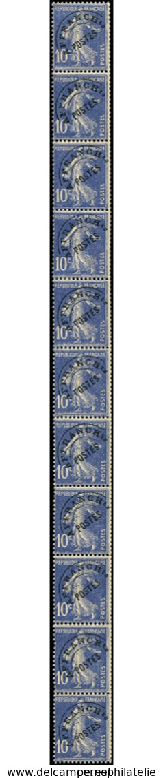 ** ROULETTES - 48  Semeuse Camée, 10c. Outremer, Préo, BANDE De 11, TB - Roulettes