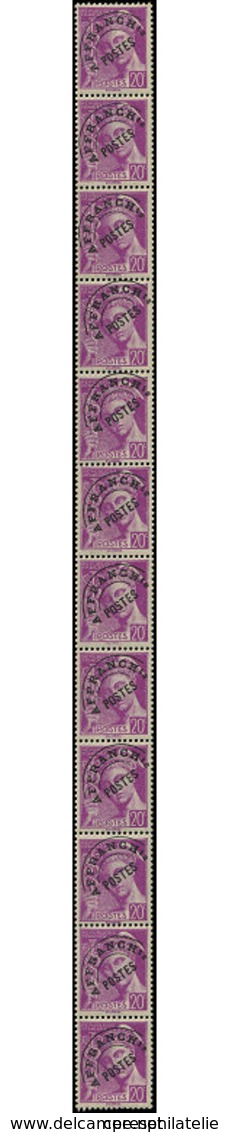 ** ROULETTES - 49  Mercure, 20c. Lilas, Préo, BANDE De 12, 2 Ex. *, TB - Roulettes