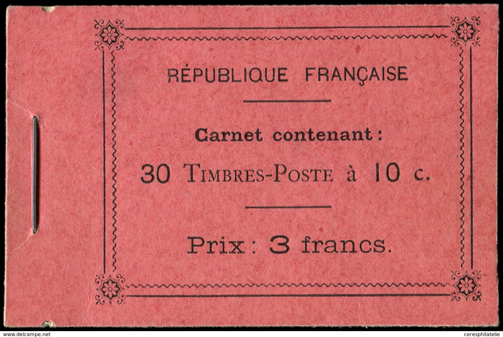 CARNETS (N°Cérès Jusqu'en1964) - 23c  Semeuse Camée, 10c. Rouge, N°138B, T II, Papier X Mélangé, TB - Autres & Non Classés