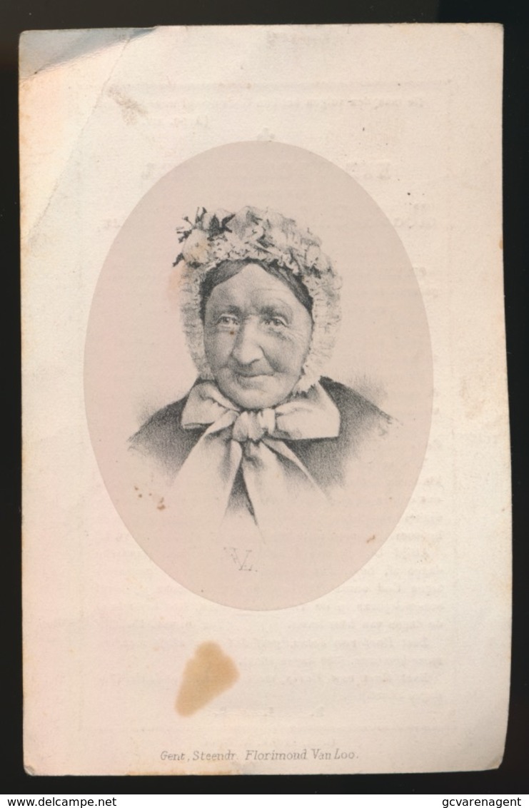 LITHO  VAN LOO == MARIE DE POORTER - EVERGEM DOORNZELE 1794 - 1880  - 2 AFBEELDINGEN - Overlijden