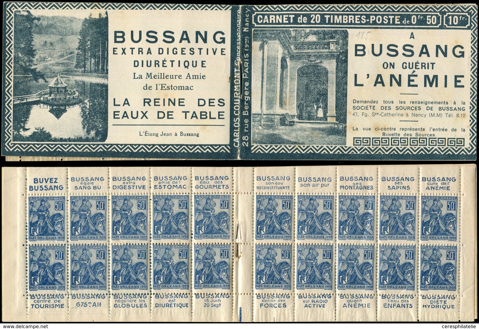 CARNETS (N°Cérès Jusqu'en1964) - 142  Jeanne D'Arc, 50c. Bleu, N°257, T I, S. Nancy, BUSSANG, Légères Rousseurs Sur Une - Autres & Non Classés