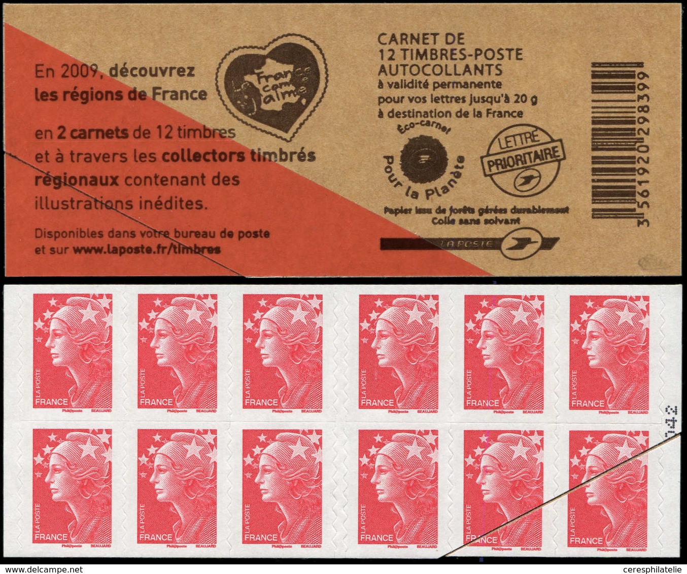 CARNETS (N°Cérès Jusqu'en1964) - 4197-C10   Beaujard, TVP Rouge, Régions De France, Impression SUR RACCORD, RR Et TB - Autres & Non Classés