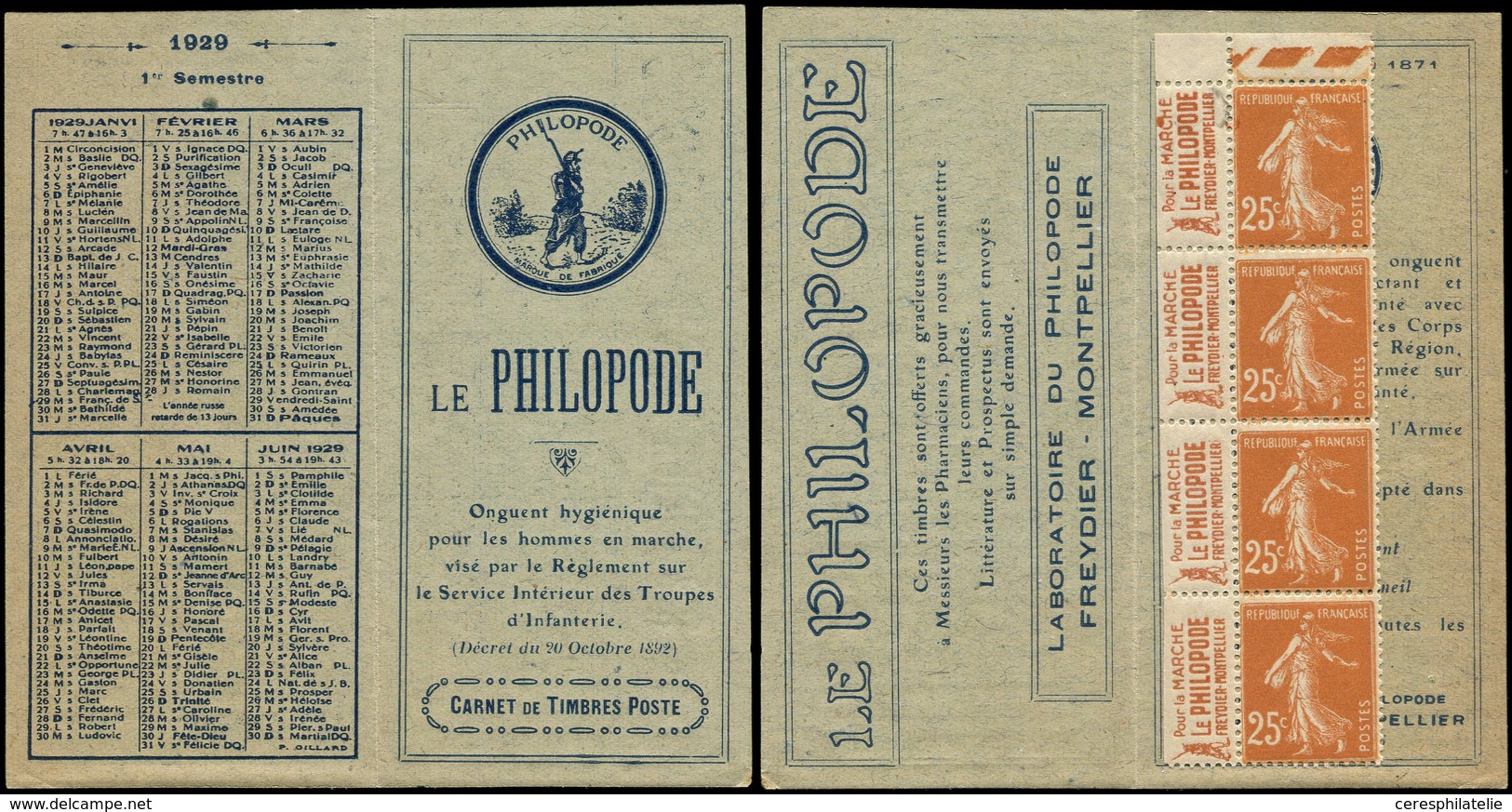 CARNETS Privées - P18 : 25c. Brun-jaune, LE PHILOPODE, 1er Semestre 1929, 1871, TB - Autres & Non Classés