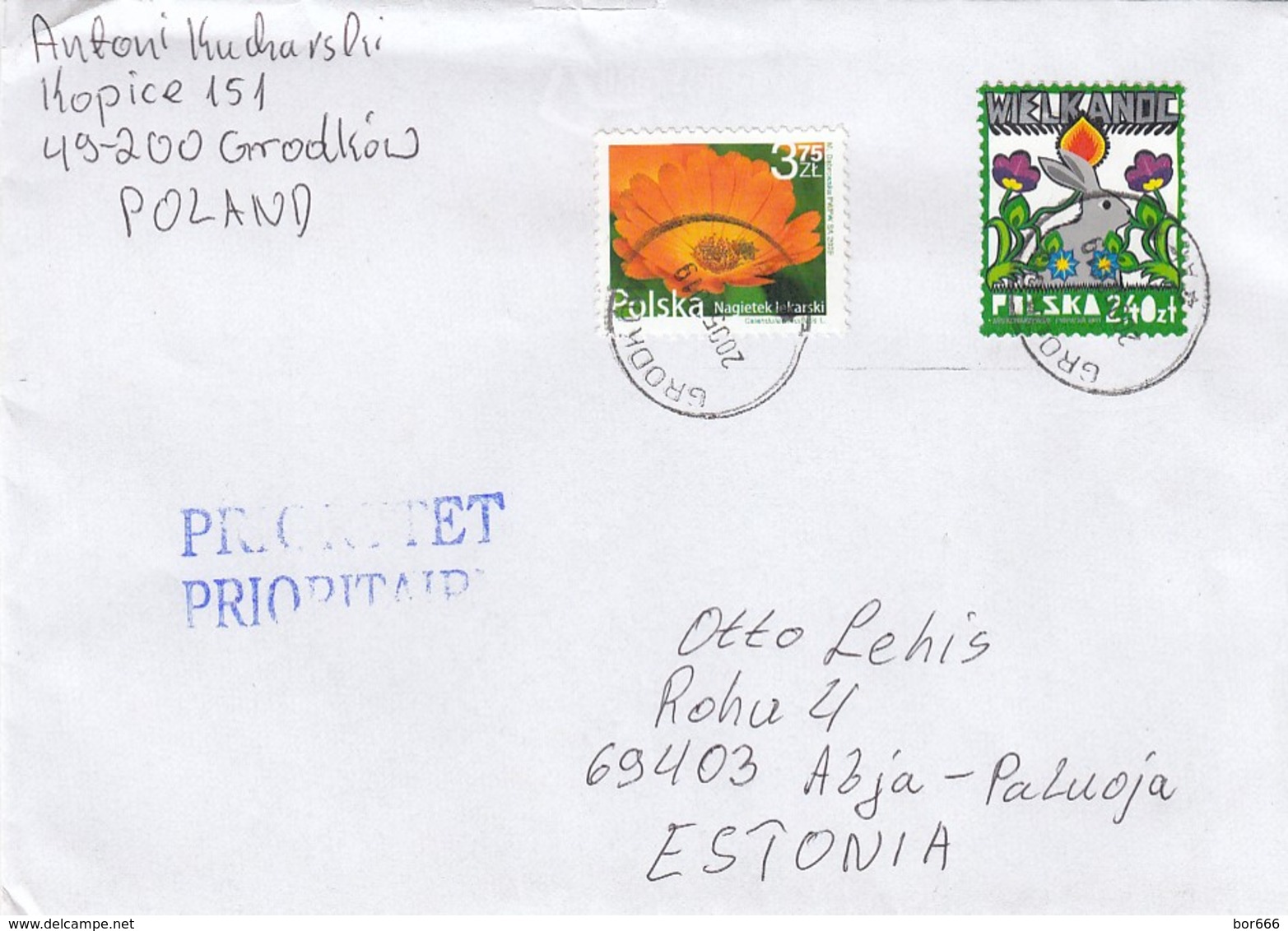 GOOD POLAND Postal Cover To ESTONIA 2019 - Good Stamped: Easter ; Flower - Covers & Documents