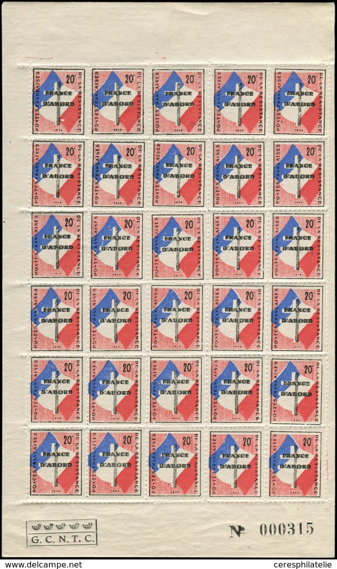 ** TIMBRES DE LIBERATION - LYON 1 : Vignette FRANCE D'ABORD, Feuillet De 30 Vignettes Percées En Lignes, TB - Libération