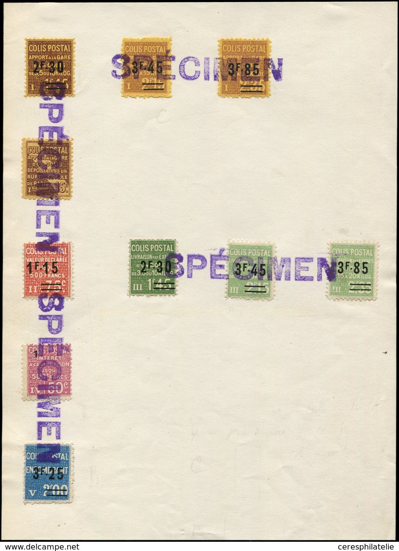 COLIS POSTAUX  (N° Et Cote Maury) - 141/48, La Série Surchargée De 1938, Annulés SPECIMEN Sur Feuillet, TB - Neufs