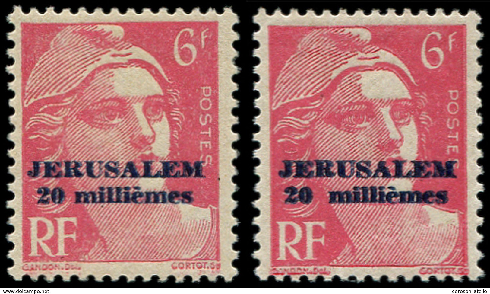 ** Spécialités Diverses - JERUSALEM 3 : 20m S. 6f. Rose Carminé, Surch. T I Et T II, TB - Guerre (timbres De)