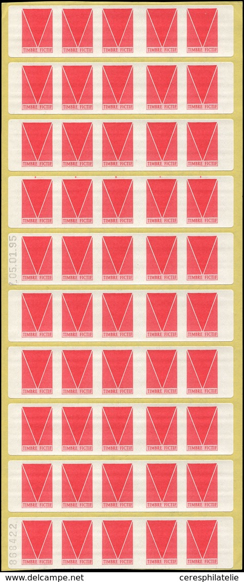 Spécialités Diverses - VIGNETTES Timbre Fictif TF1Cd Rouge, BANDE De 5 Carnets Sagem Datée 5/1/95, TB - Autres & Non Classés