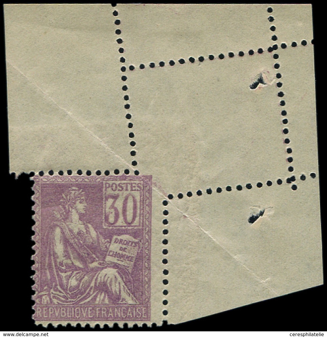 ** VARIETES - 115   Mouchon, 30c. Violet, Cdf, Variété De PIQUAGE, TB - Nuovi