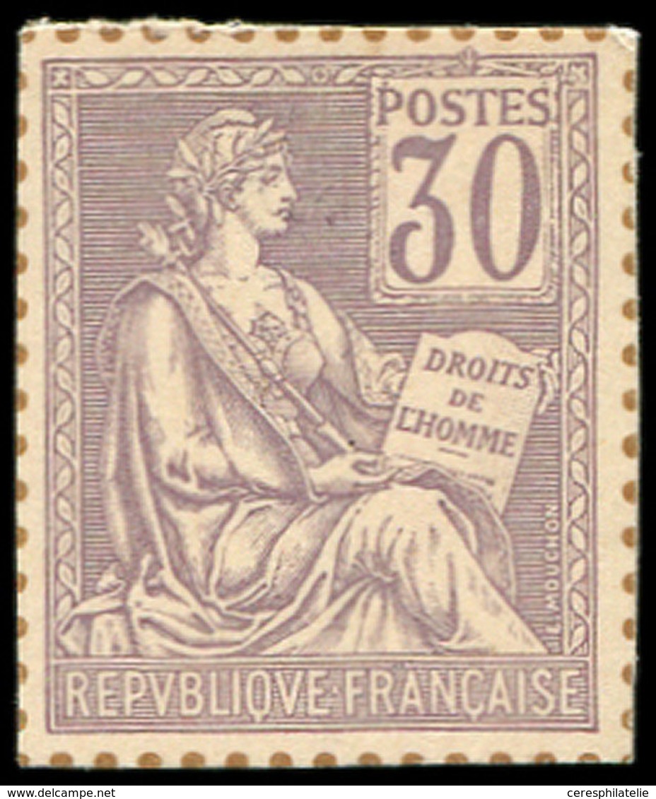 (*) VARIETES - 115   Mouchon, 30c. Violet, NON DENTELE Sur Bristol, Dentelure FIGUREE, TB - Nuovi