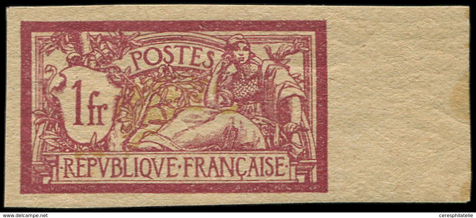 ** VARIETES - 121a  Merson,  1f. Lie De Vin Et Olive, NON DENTELE, Papier GC, Bdf, TB - Nuovi