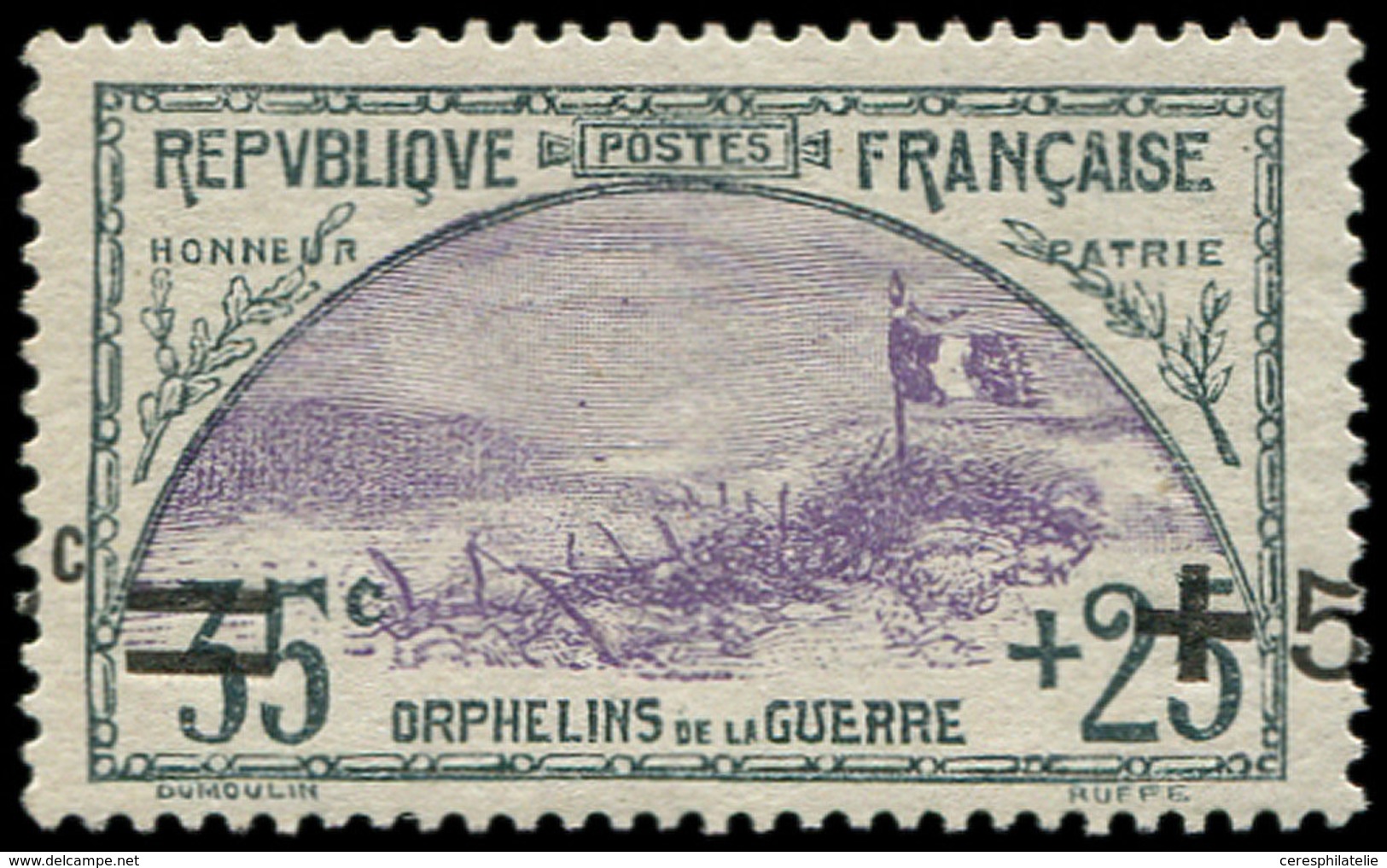 ** VARIETES - 166   2ème Série Orphelins, +5c. S. 35c. + 25c., Surcharge TRES DEPLACEE, "c" Et Barres à Gauche, TB - Neufs