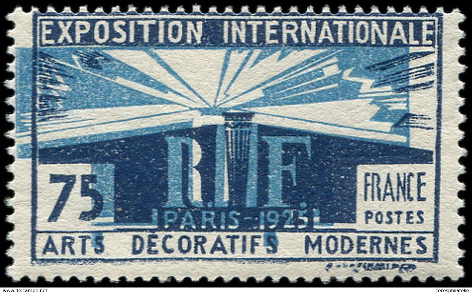 ** VARIETES - 215a  Arts Déco., 75c. Bleu Foncé Et Bleu, Centre TRES Déplacé, TB, Cote Maury - Neufs