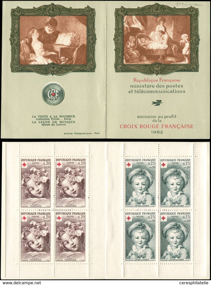 ** VARIETES - 1366a/67a Croix Rouge 1962, 2ème Tirage, Carnet De 4 Paires, TB - Neufs