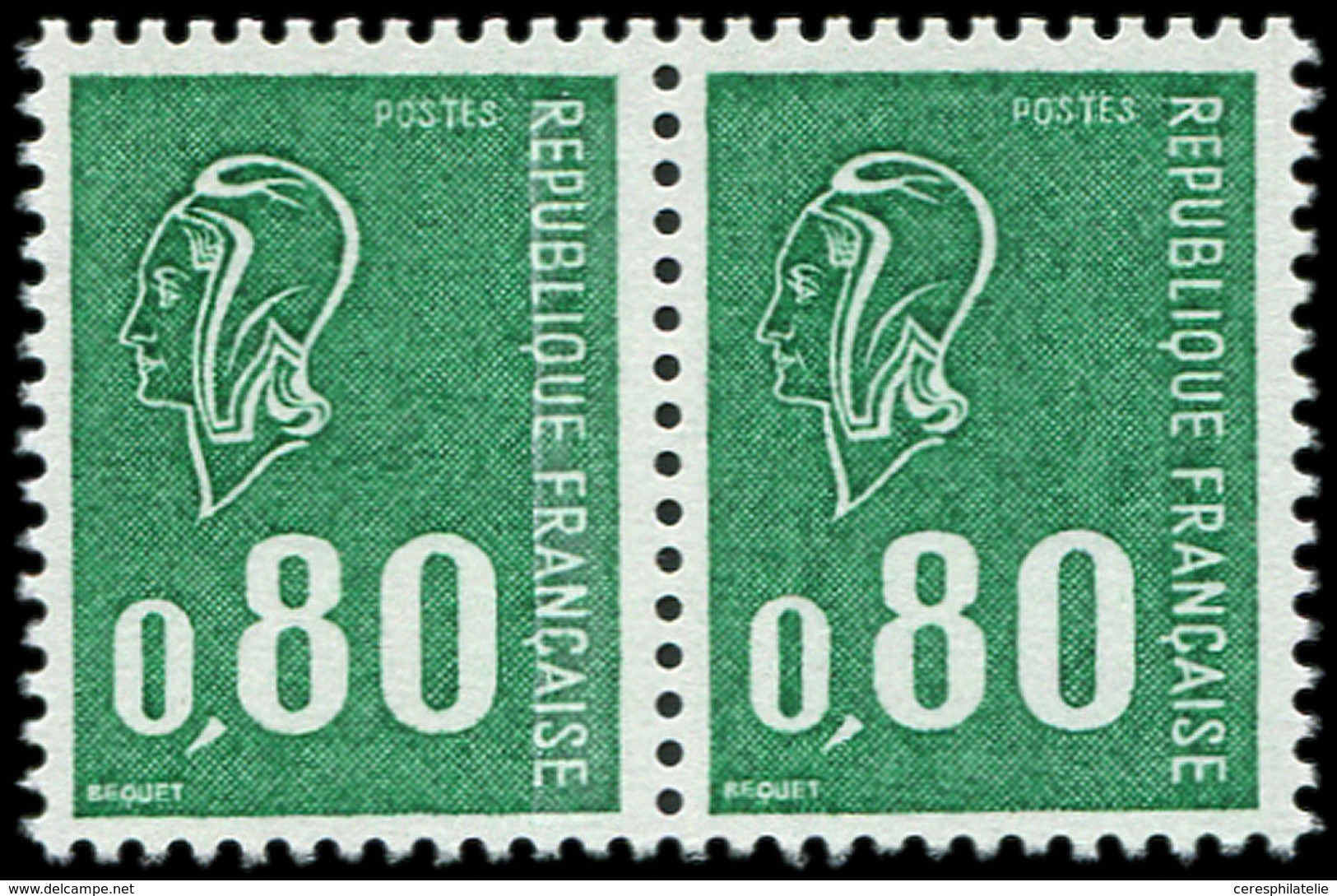 ** VARIETES - 1893c  Béquet, 0,80 Vert, SANS PHOSPHO Tenant à Normal, TB. J - Neufs