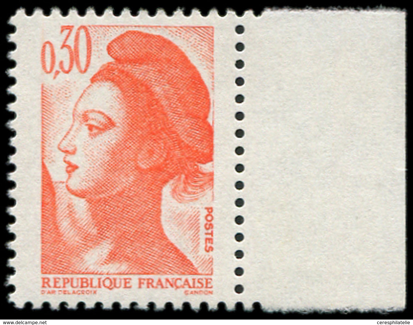 ** VARIETES - 2182a  Liberté, 0,30 Orange, SANS PHOSPHO, Bdf, R Et TB - Neufs