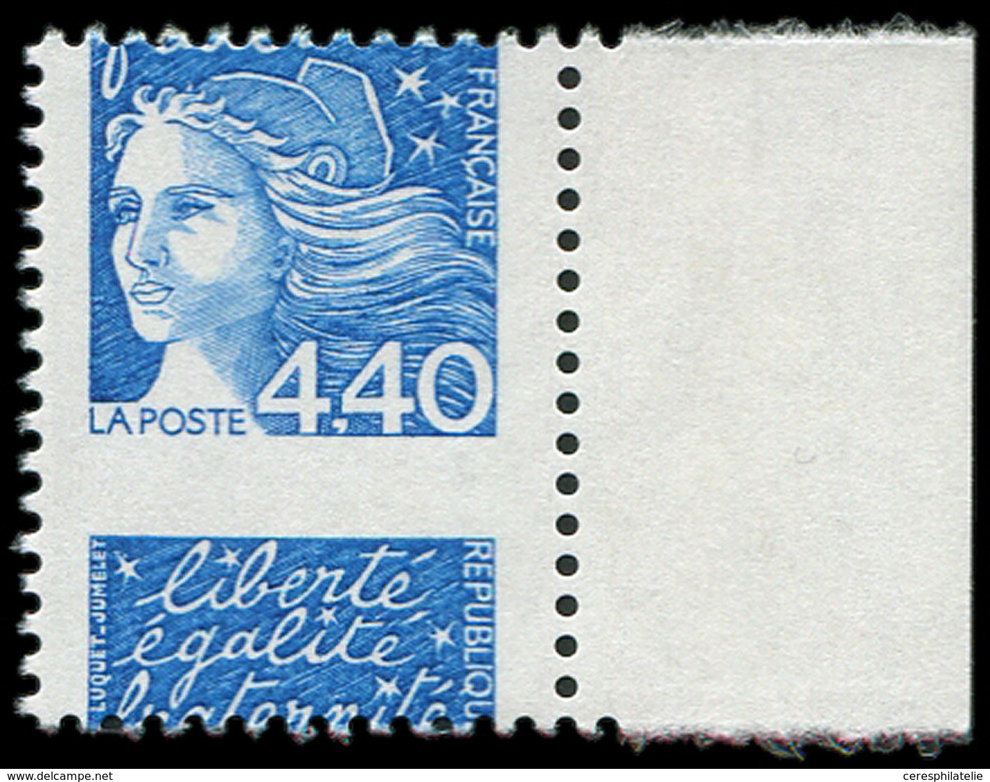 ** VARIETES - 3095   Luquet,  4,40 Bleu, PIQUAGE à CHEVAL, Bdf, TB - Neufs