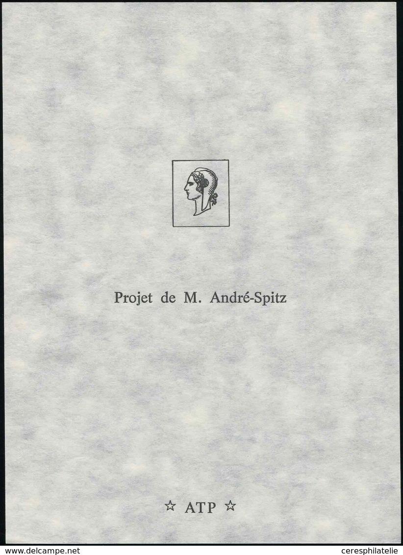 EPREUVES D'ARTISTES ET D'ATELIER - Marianne Type NON EMIS, Projet Par André Spitz En Noir, Faciale 15f., TB - Prove D'artista