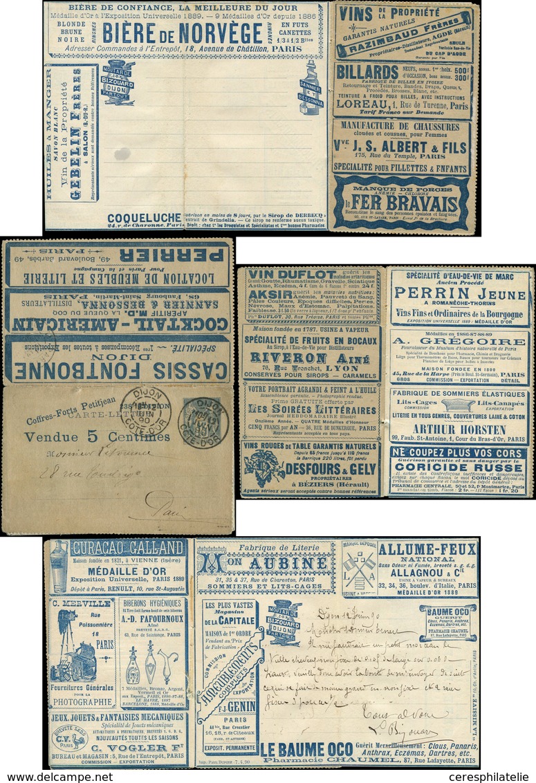 Let ENTIERS POSTAUX - Sage, 15c. Bleu, CL Annonces La Missive, Obl. DIJON 12/6/90, Pubs Diverses, TB - Autres & Non Classés