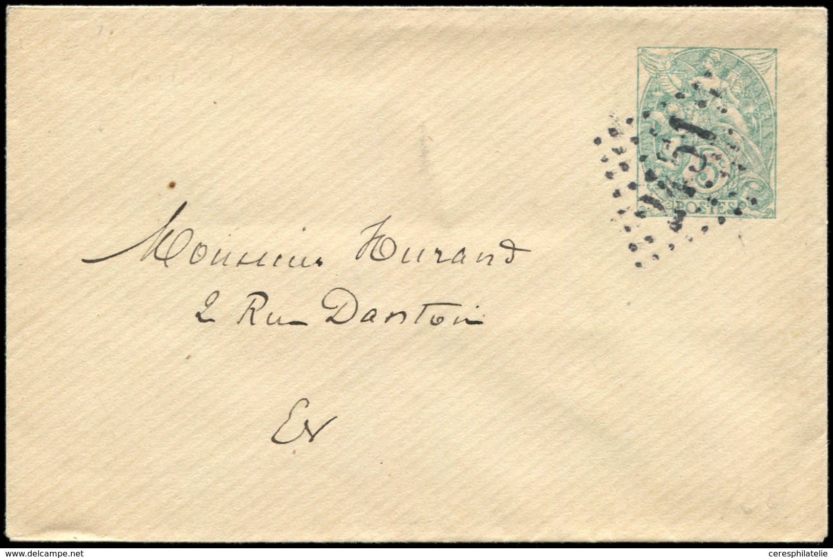 Let LETTRES DU XXe SIECLE - Env. Entier 5c. Blanc Obl. Jour De L'An GC 2451, TB - Storia Postale