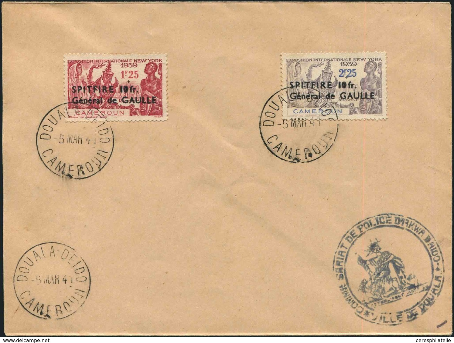 Let CAMEROUN 245/46 : 1f25 Et 2f25 SPITFIRE Obl. Càd DOUALA DEIDO 5/3/41 S. Env., TB - Autres & Non Classés