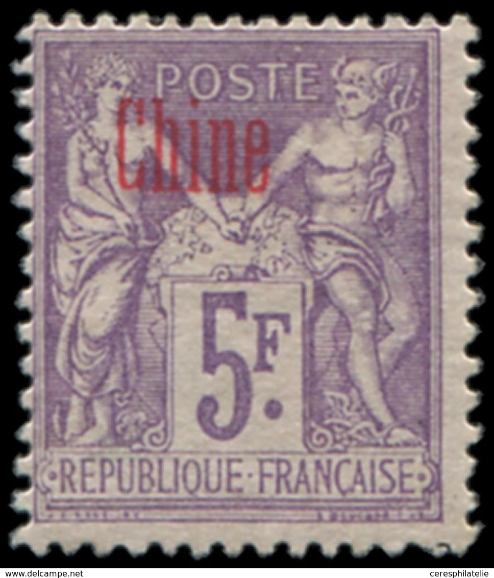 * CHINE 16a : 5f. Violet, Surch. CARMIN, TB - Autres & Non Classés