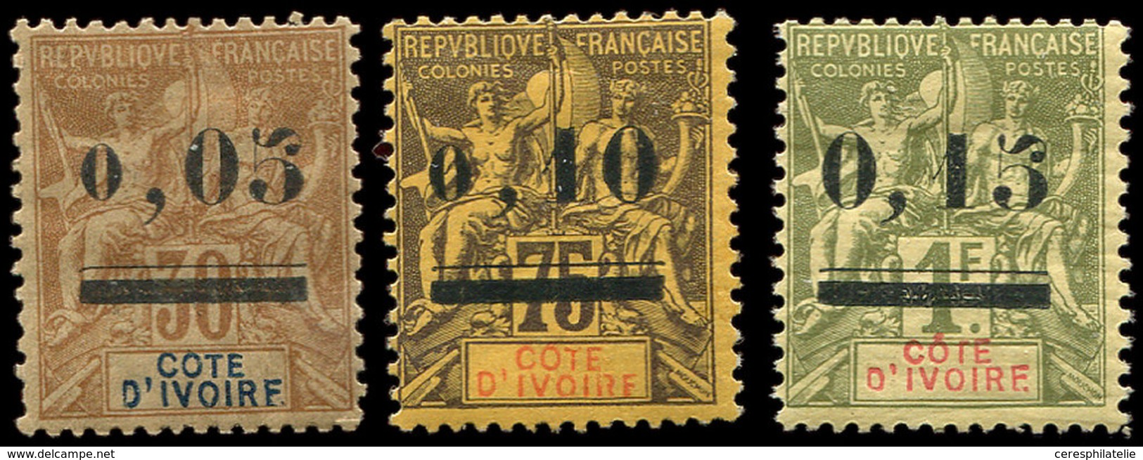 * COTE D'IVOIRE 18/20 : Types Groupe, Surchargés De 1904, TB - Autres & Non Classés