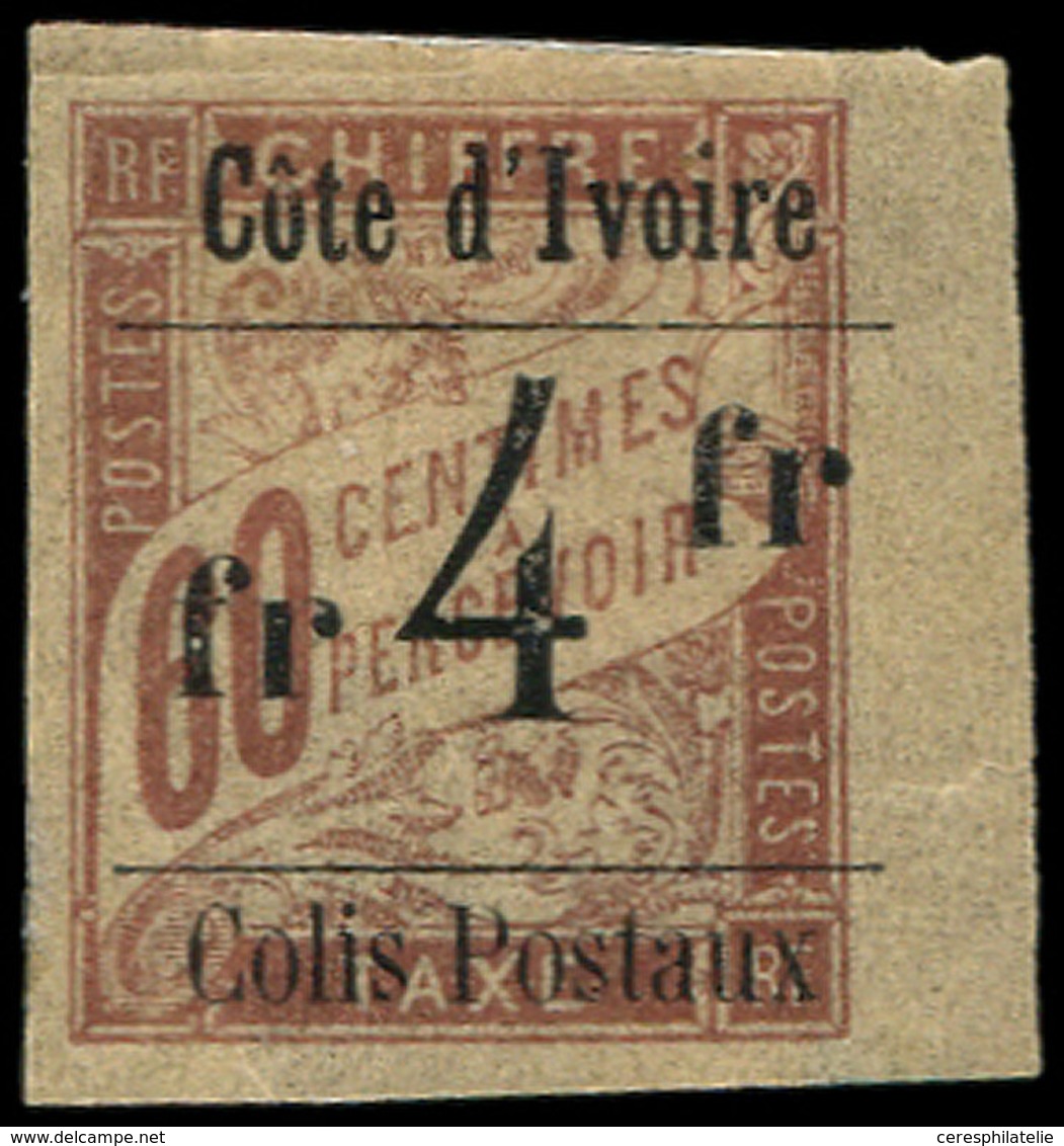 * COTE D'IVOIRE Colis Px 11a : 4f. Sur 60c. Brun Sur Chamois, T III, Bdf, TB - Autres & Non Classés