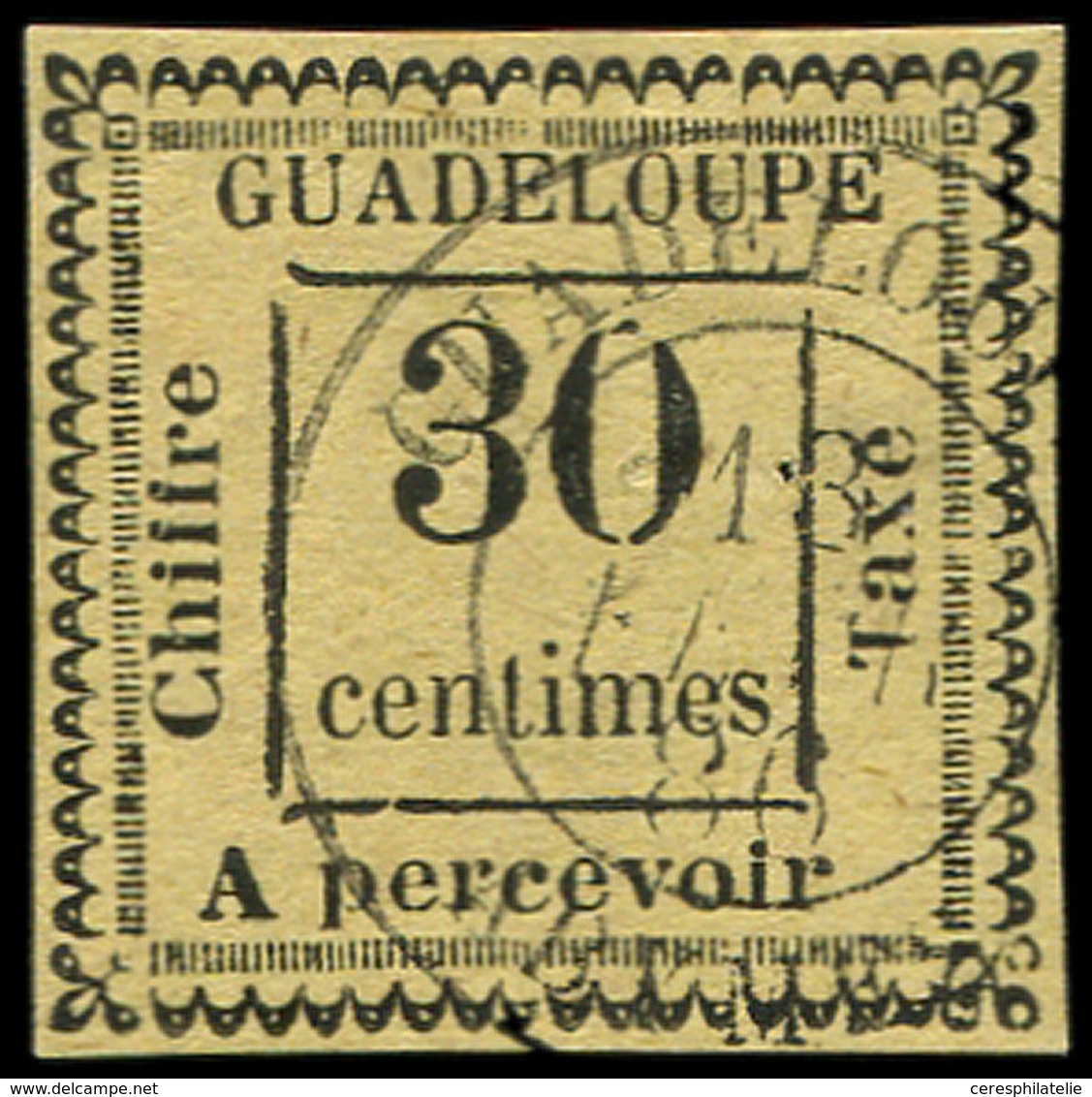 GUADELOUPE Taxe 10 : 30c. Jaune, Obl., TB - Autres & Non Classés