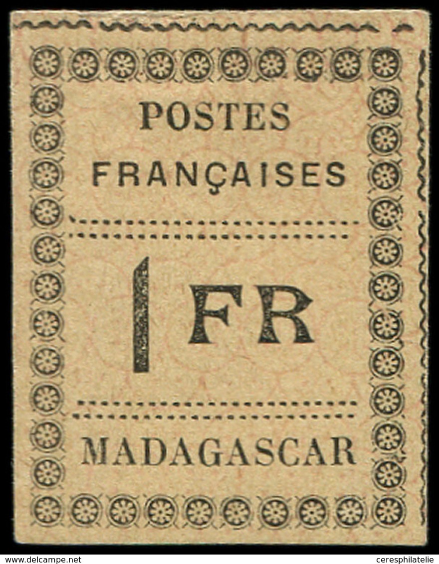 MADAGASCAR 12 : 1f. Noir Sur Jaune, TB - Autres & Non Classés