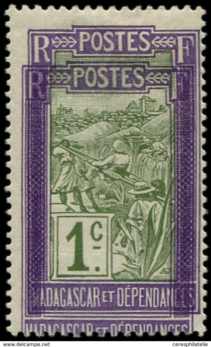 * MADAGASCAR 94a : 1c. Violet Et Olive, DOUBLE IMPRESSION Du Cadre, TB - Autres & Non Classés