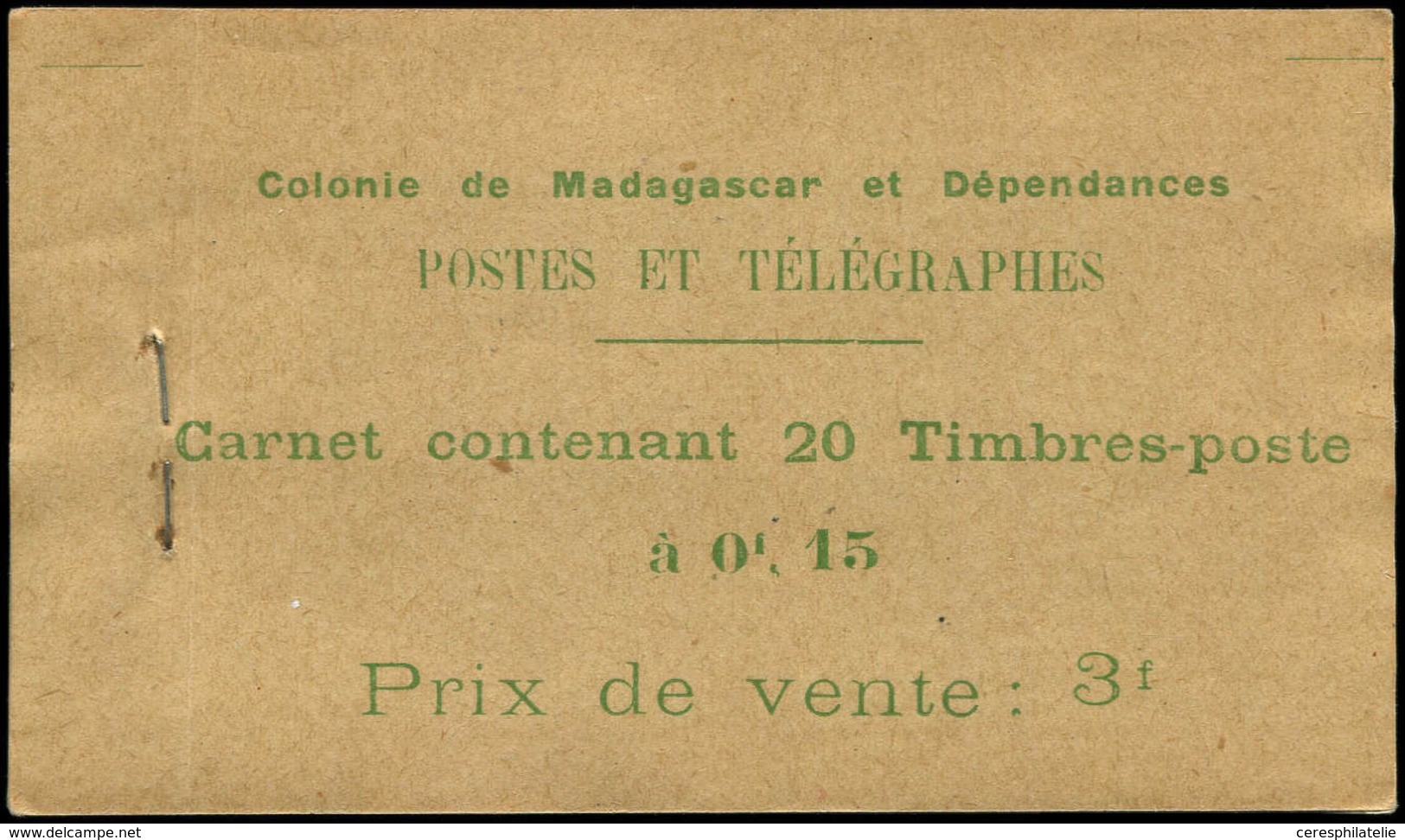 MADAGASCAR Carnet 1 : 5c. Vert Et Olive, Carnet De 20, TB, Cote Et N° Maury - Autres & Non Classés