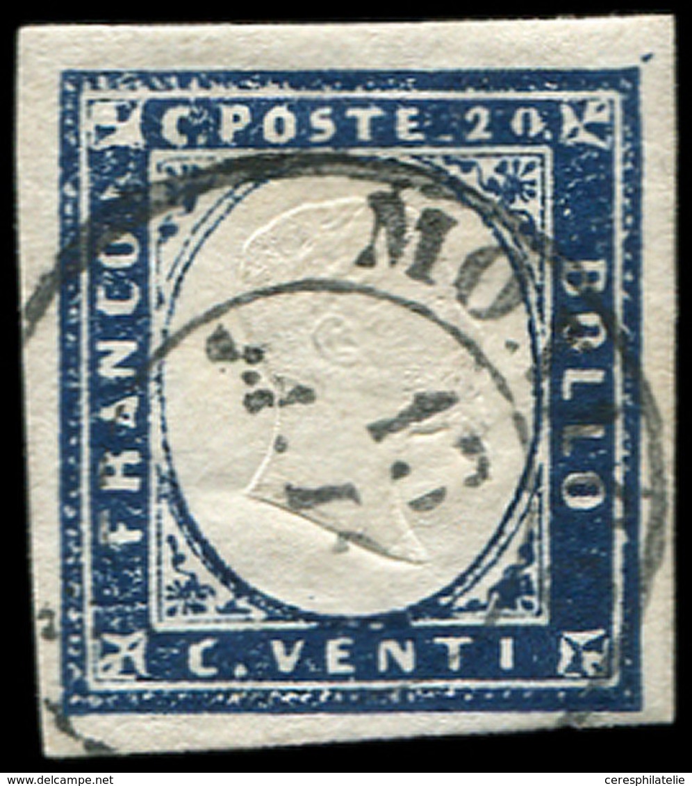 MONACO Sardaigne N°12 : 20c. Bleu Obl. Càd MONACO, R Et TB, Cote Cérès. Br - ...-1885 Préphilatélie