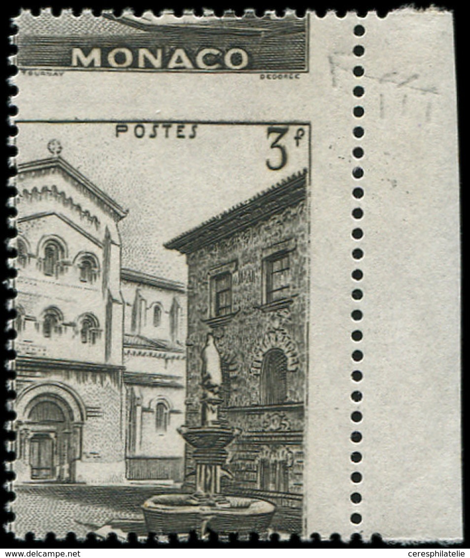 ** MONACO 258 : 3f. Noir, PIQUAGE A CHEVAL, R Et TB - ...-1885 Préphilatélie