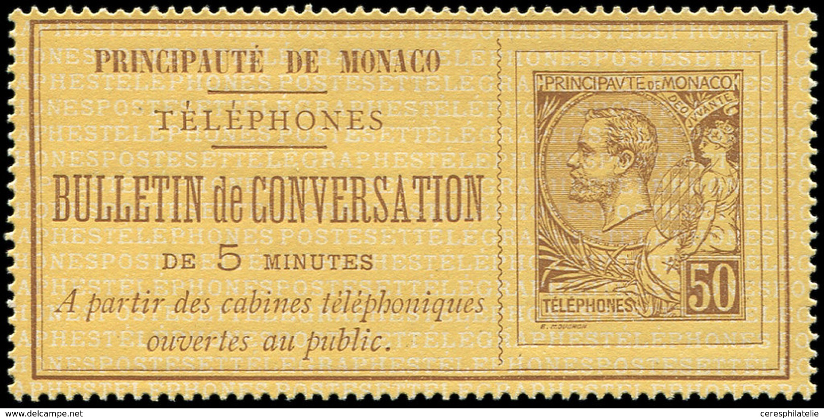 (*) MONACO Téléphone 1 : 50c. Brun Sur Jaune-or, TB - Telefono